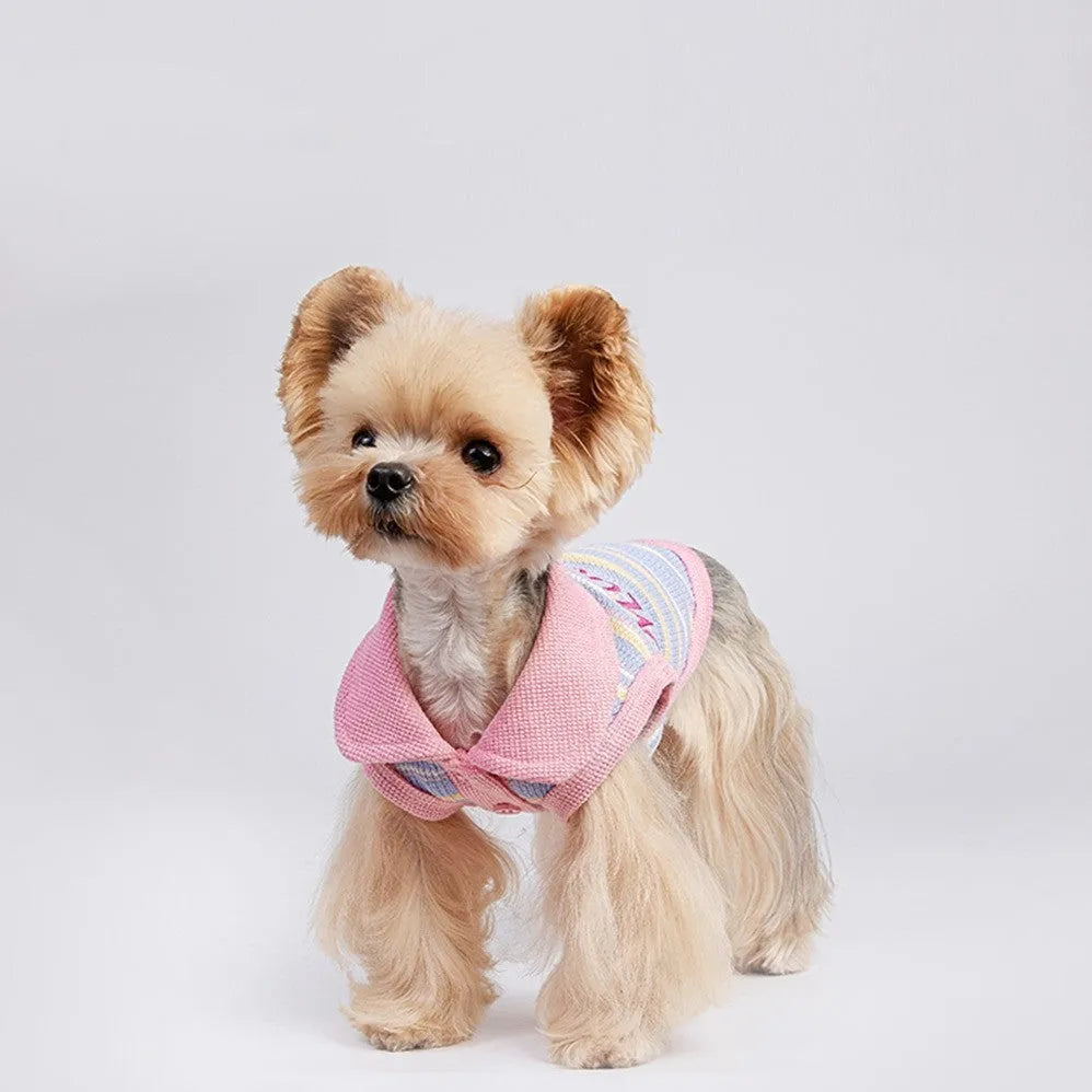Pink purple dog vest for autumn wear with size options from XXS to XXL for dogs 1.50kg to 14.00kg