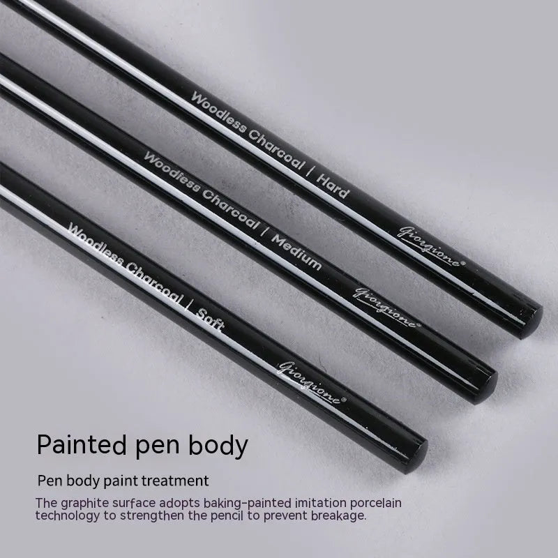 Graphite and carbonized pencil drawing set with wooden shells on suction card packaging
