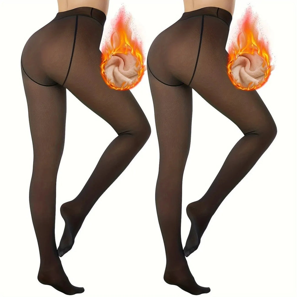 Women's anti-snagging thermal leggings in black, shown in 100g, 220g, and 300g wool-lined thickness options.