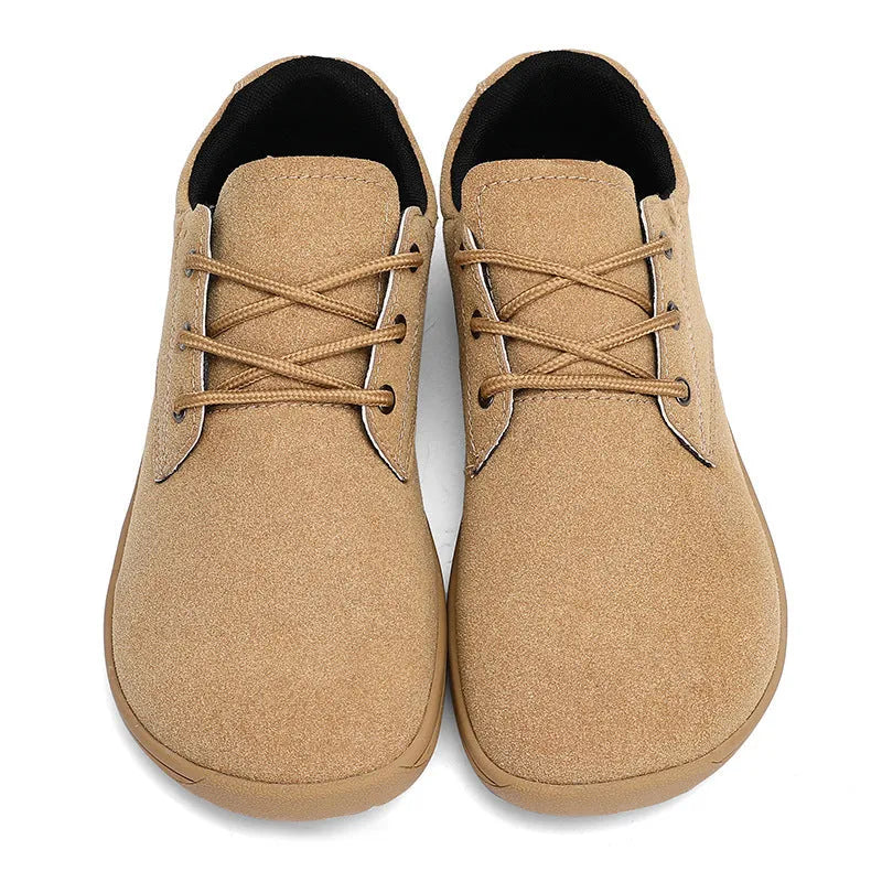 Men's suede large size casual flat shoes in black with stitching detail and rubber sole, size 42 shown
