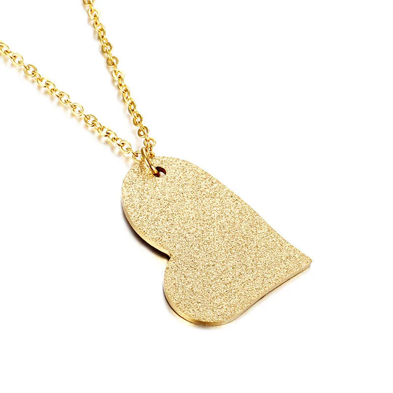 Geometric heart-shaped titanium steel necklace with silver tone finish