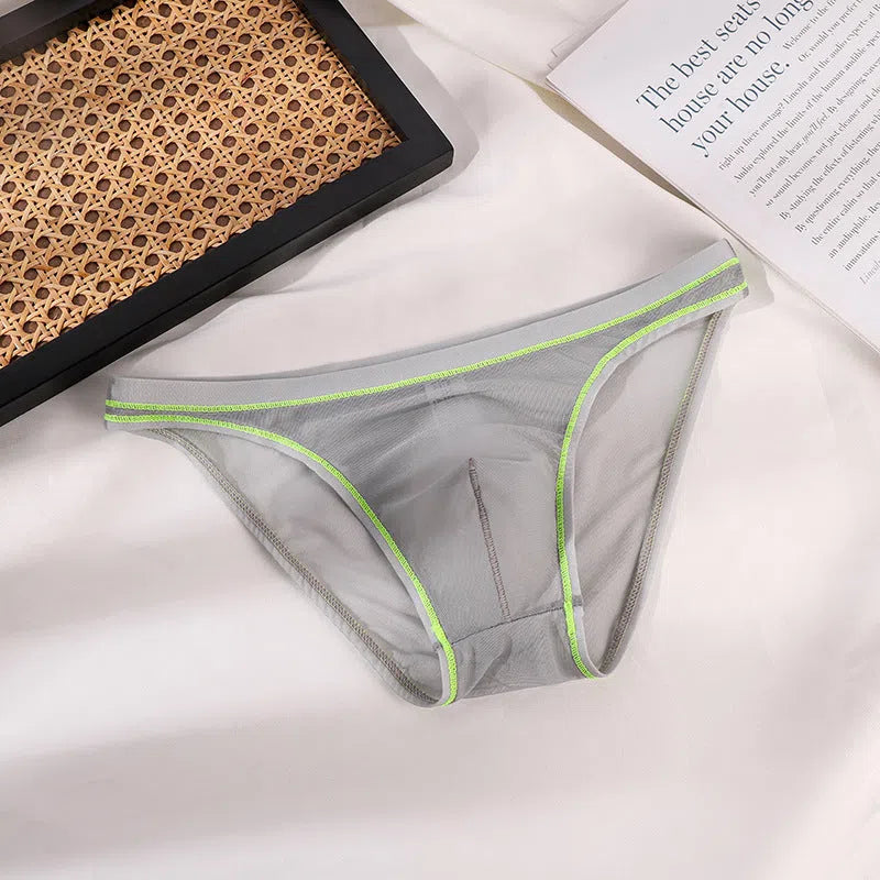 Men's seamless nylon triangle briefs in breathable stretch knit, available in 8 colours and 5 sizes M to XXXL