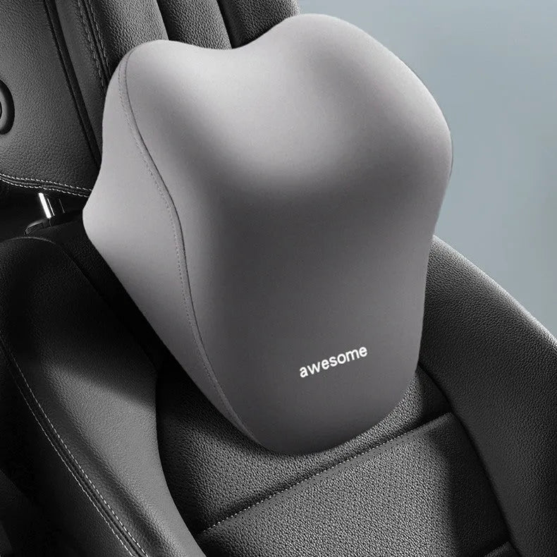 Automotive headrest and lumbar support pillow set with memory foam filler in three colour options