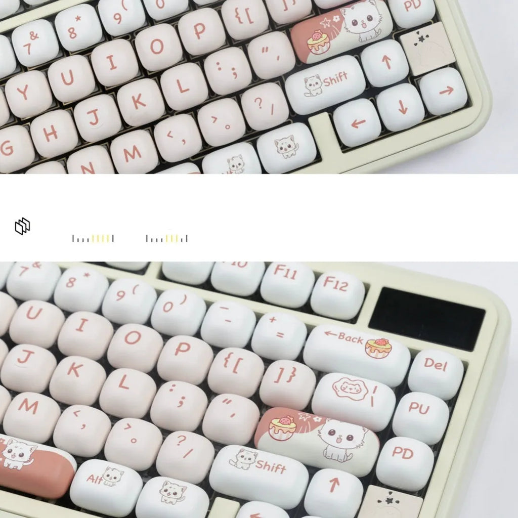 Dessert cat cartoon mechanical keyboard key cap set with sublimation printing and colourful design