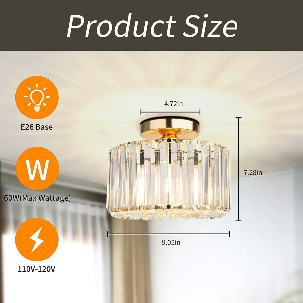 Milky white crystal ceiling light with gold finish for bedroom, 110–220V, E26 option