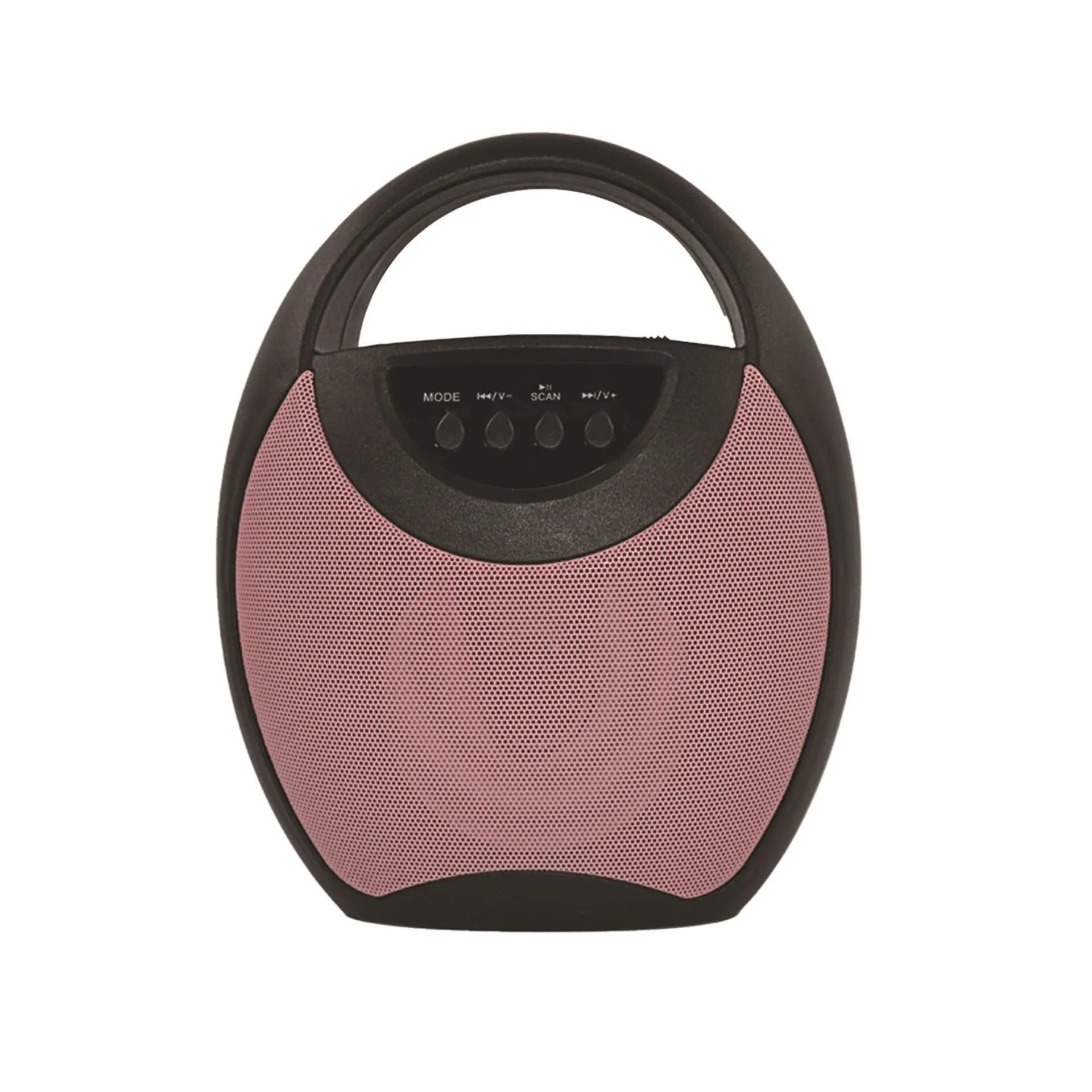Portable Bluetooth speaker in black, blue, or pink with USB port and SD card slot