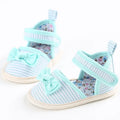 Baby girl cotton cloth soft sole sandals with plaid pattern and car suture design, Velcro fastening, available in yellow red blue black