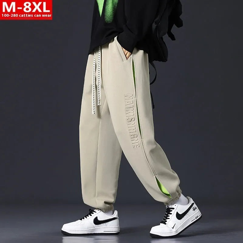 Men's cotton banded ankle pants with collage stitching detail in loose fit design