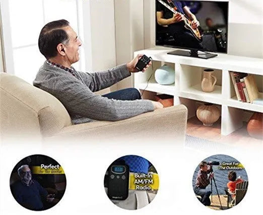 Digital display mobile hearing aid booster with handheld FM radio design in brilliant colour