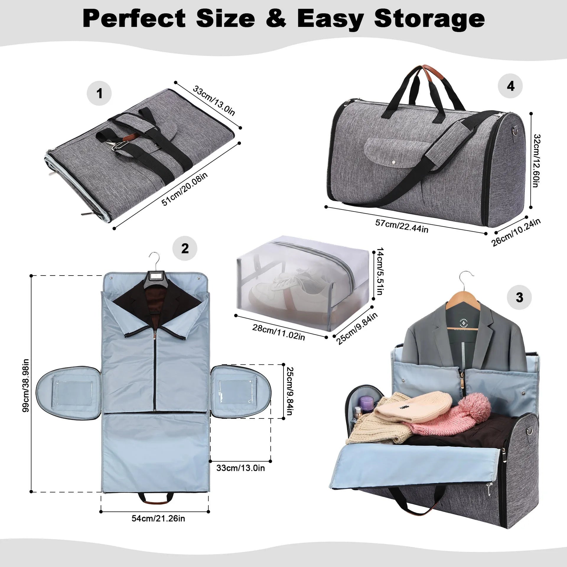 Folding duffel bag in Oxford cloth for travel and gym use