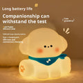 Silicone puppy night light for children's bedroom, 127mm high by 114mm wide, cartoon dog lamp