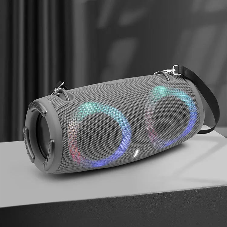 War Drum portable Bluetooth speaker with RGB lights in black, blue, red, silver grey, or camouflage colour