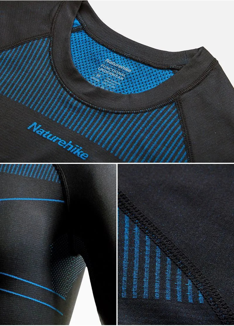 Quick-dry thermal underwear set for men and women, Coolmax polyester spandex base layer in black and grey