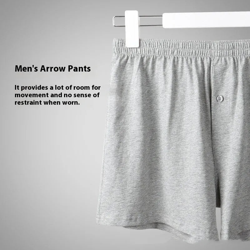 Men's loose cotton boxer shorts in solid colours with high waist design