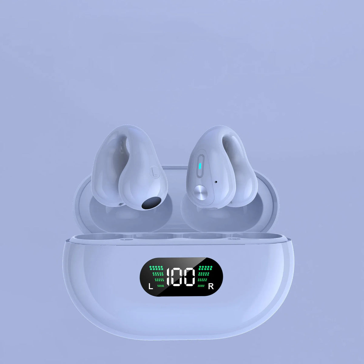 In-ear Bluetooth headset ear clip type with Bluetooth 5.3, 20m range, 500mAh battery, in black white or khaki