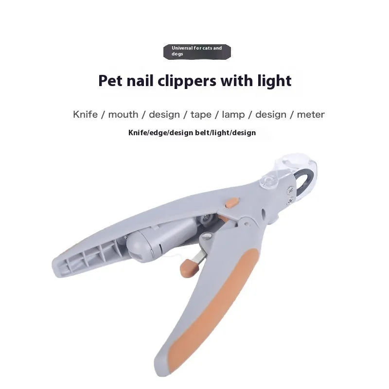 ABS plastic dog nail clipper with LED light and red imitation blood line safety indicator