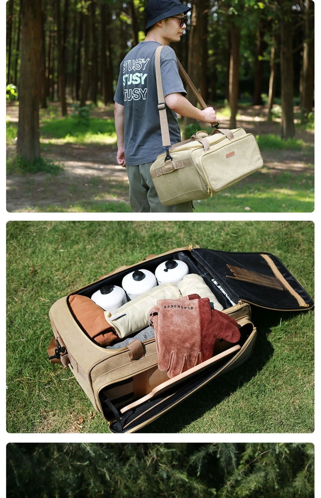Outdoor camping storage bag made of Oxford cloth for cookware, gas tank, and stove, 16L or 35L size