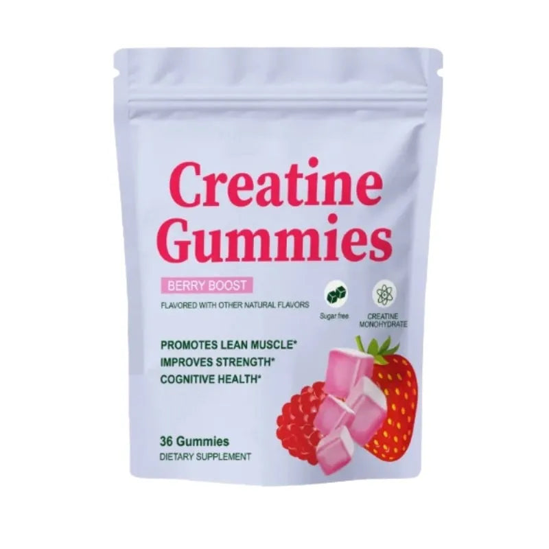 Bag of 36 creatine gummy dietary supplements for muscle energy and recovery