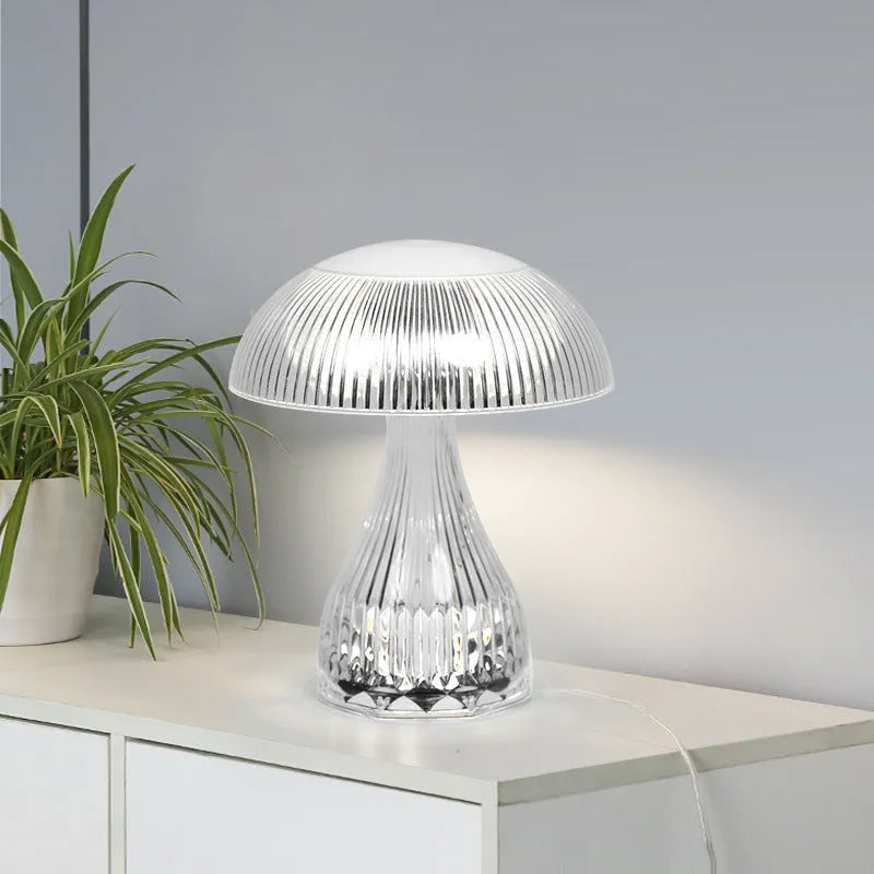 White three-colour changing USB rechargeable touch control night light on surface