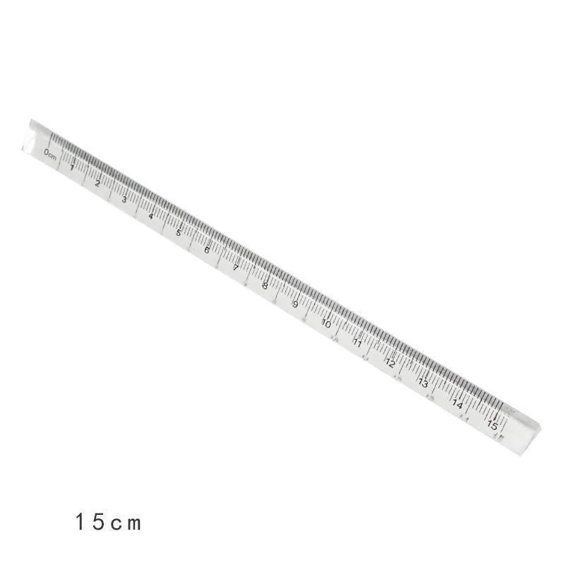 15cm white plastic ruler for primary school students, simple stationery measuring tool