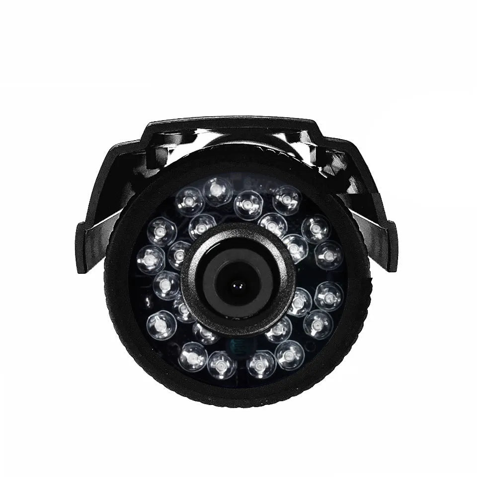 Black AHD HD waterproof security camera with a fixed lens on an ABS plastic housing.