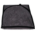 Dog bathrobe towel in blue made from absorbent fibre material for drying pets