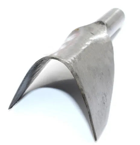 Six steel leather punch tools in half-round and V shapes ranging from 15mm to 40mm sizes