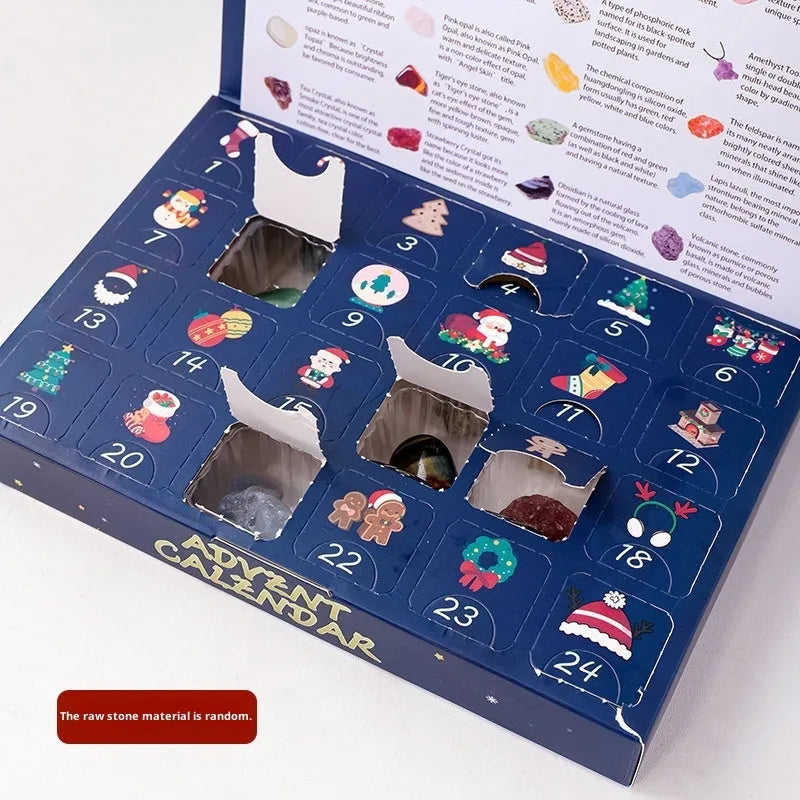 Christmas doll countdown calendar advent crystal stone mine blind box in rough stone style with stone toy material