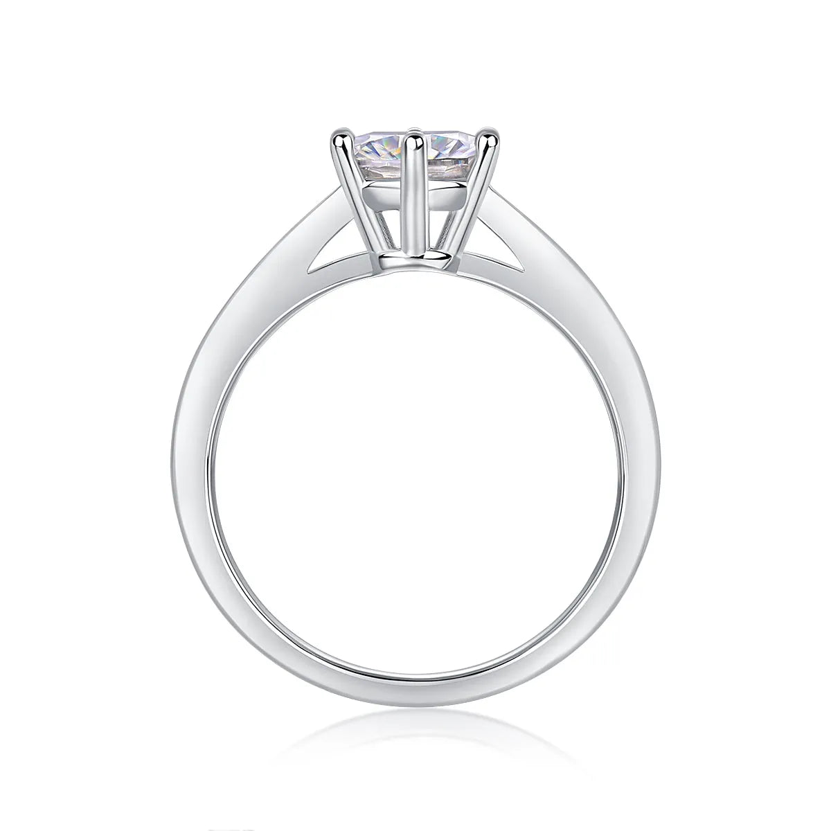 Wedding ring set with 1 carat moissanite in platinum-plated S925 silver, shown with gift box and GRA certificate