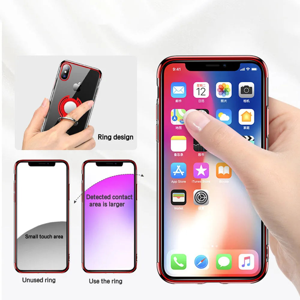 Mobile phone case with magnetic ring compatible with iPhone models in five colours