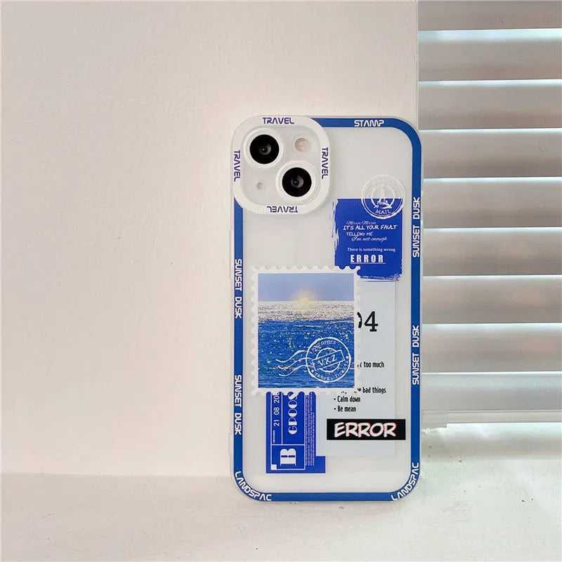 Orange stamp print TPU soft shell phone case for iPhone 13 Pro Max creative design back cover