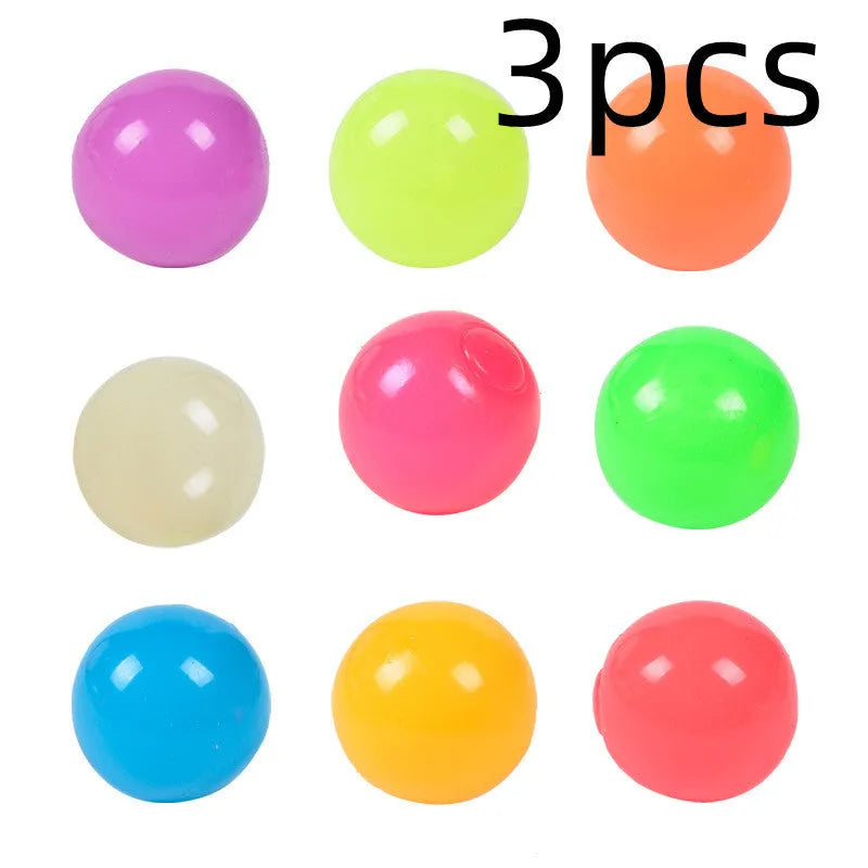 Luminous ceiling ball 4.5cm TPR sticky target toy in random colour for children's wall play
