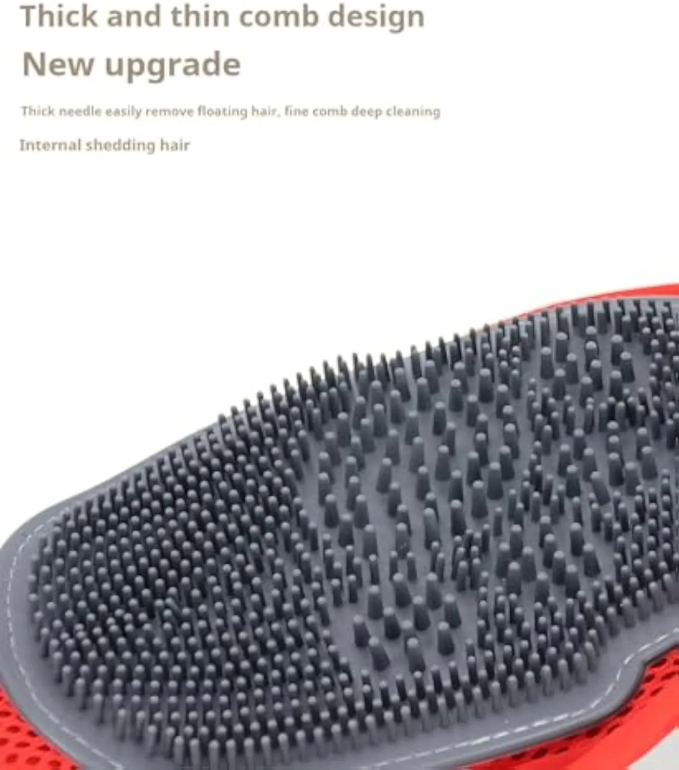 Red pet bathing glove with integrated brush surface for hair removal during dog and cat grooming
