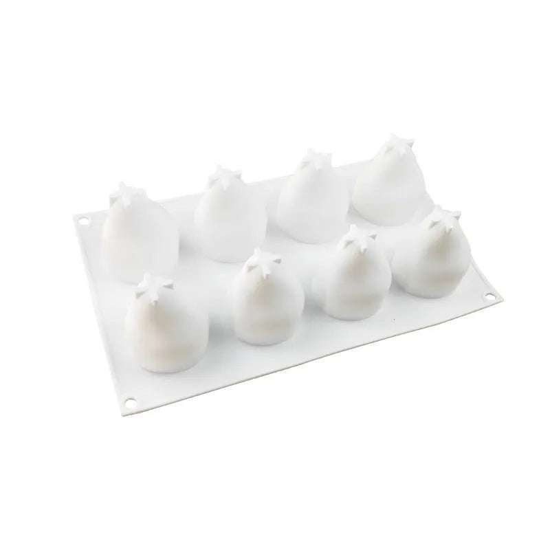 Six-cavity fruit silicone baking mould with pineapple and pine cone designs for Italian-style mousse desserts