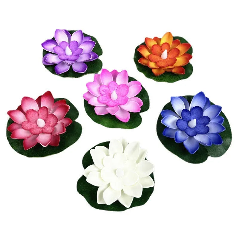 Floating water induction lotus night lamp in pink, 10cm waterproof plastic colourful lantern for pond or bath