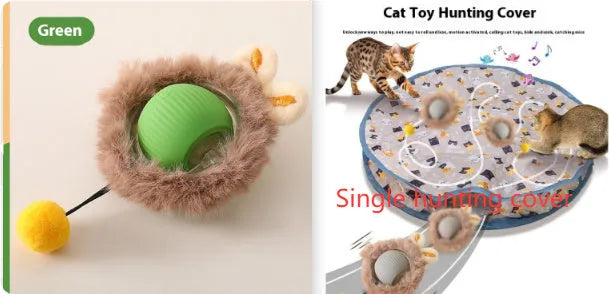 Self-hi funny cat rolling ball toy in silicone with grey green red colour options
