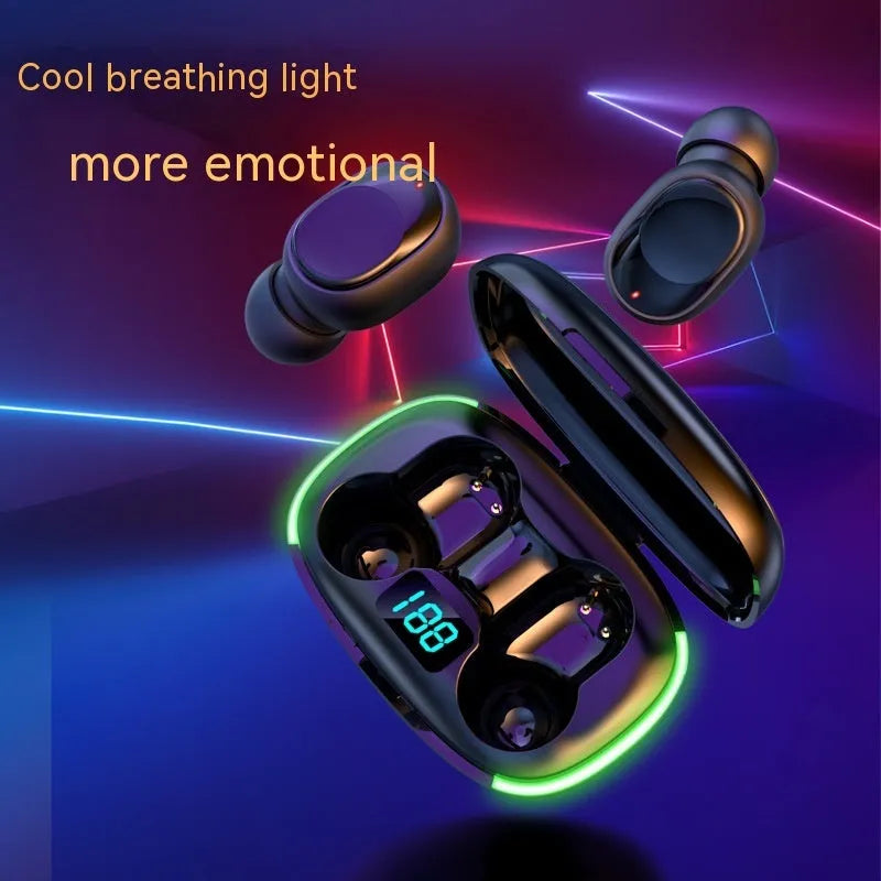 Black Y80 wireless Bluetooth in-ear earphones with charging display
