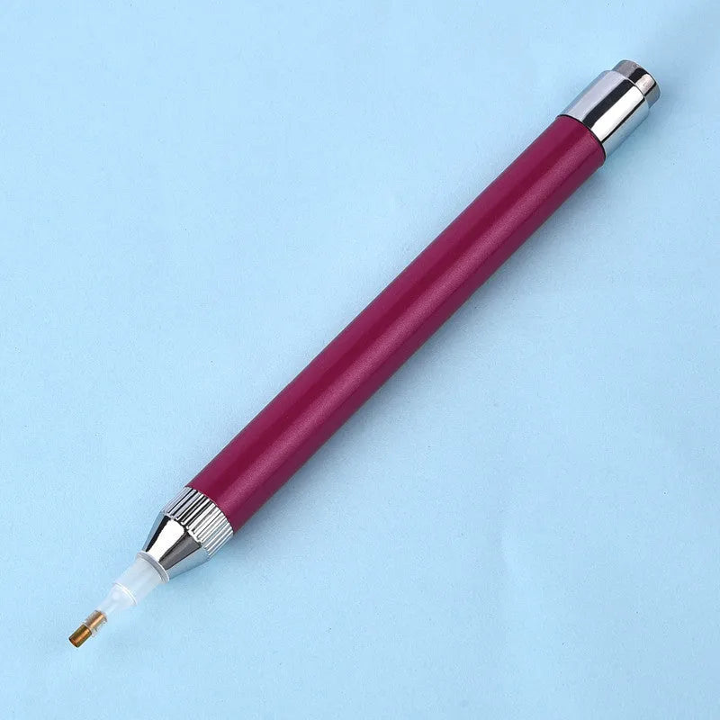 Luminous single-head diamond painting drill pen in aluminium alloy construction