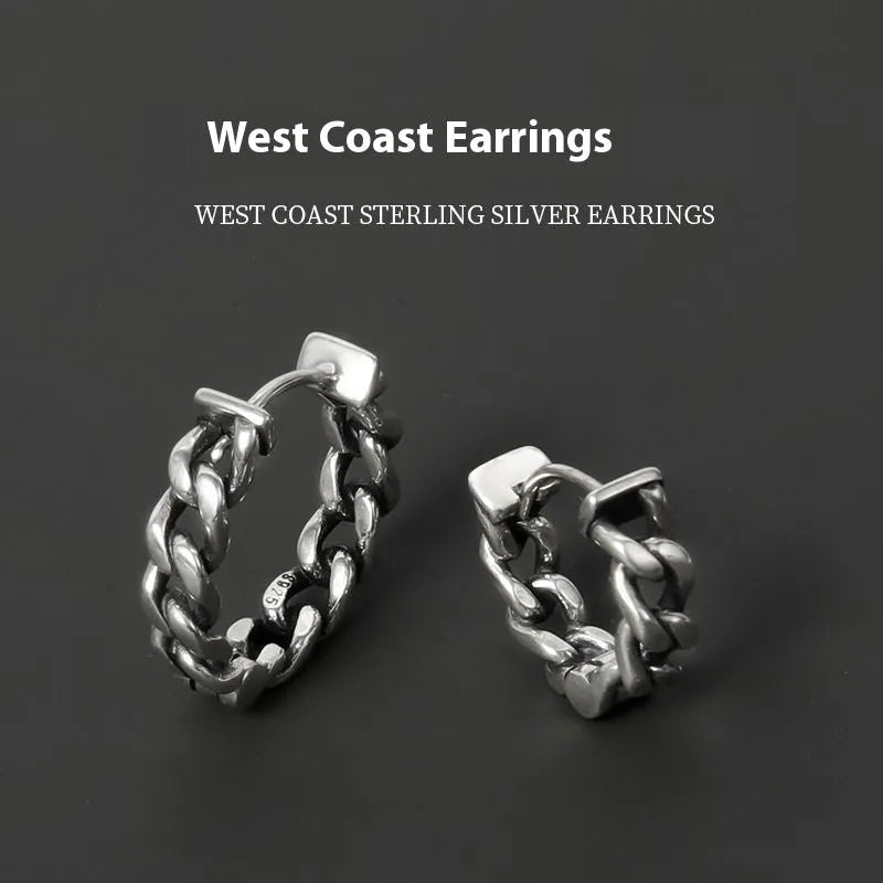 Copper men's geometric earrings in 10mm and 14mm sizes with an auspicious cloud design option.
