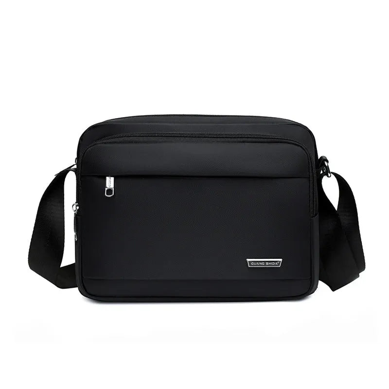 Men's black Oxford cloth horizontal multi-layer messenger bag for daily matching
