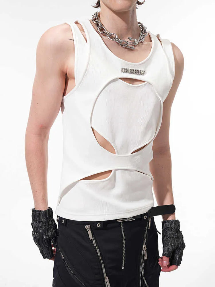 Men's loose fit sleeveless waistcoat vest in black and white colour options