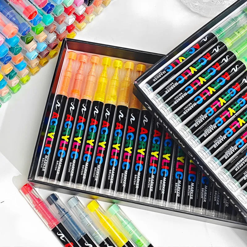 Set of acrylic marker pens with straight liquid paint for hand painting and graffiti artwork
