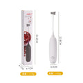 Black and white hand-held electric milk frother blender with modern design