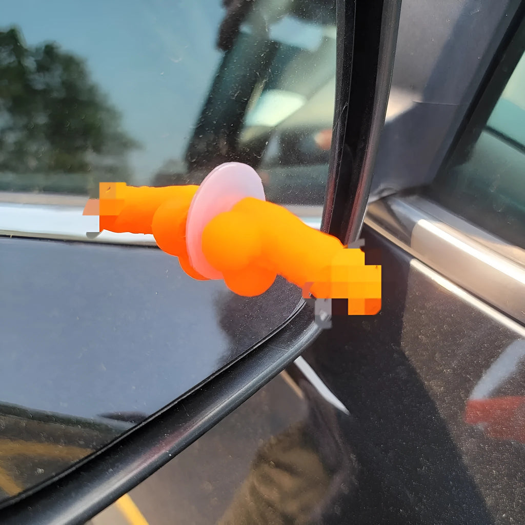 Five rubber tubeless valve caps in pink black green blue orange with modern art style