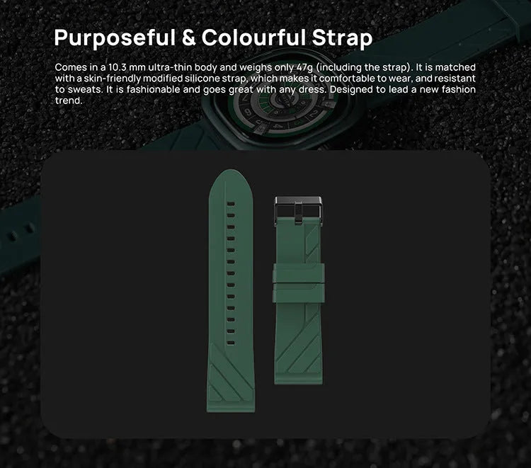 Fashion Bluetooth smart bracelet sports watch with colour touch screen on a silicone wristband.