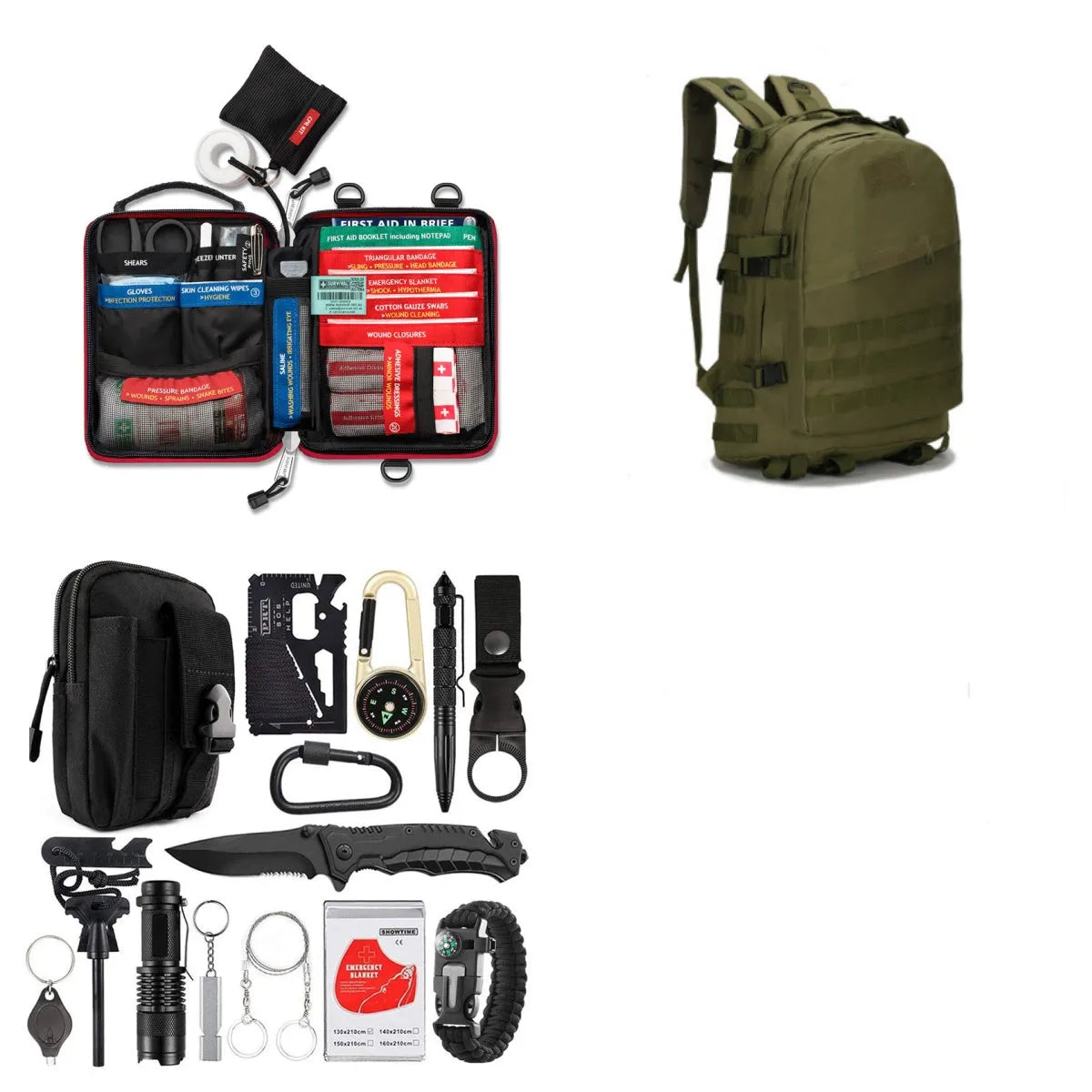 Compact multifunctional survival tool measuring 17.5x12x6cm for camping and SOS self-defence