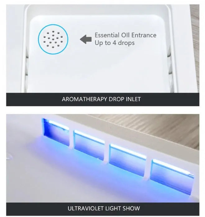 Blue UV phone steriliser machine with open lid showing interior chamber.