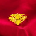 Gold geometric brass ring with open diamond flower pattern and textured surface for women's 20-24cm fingers