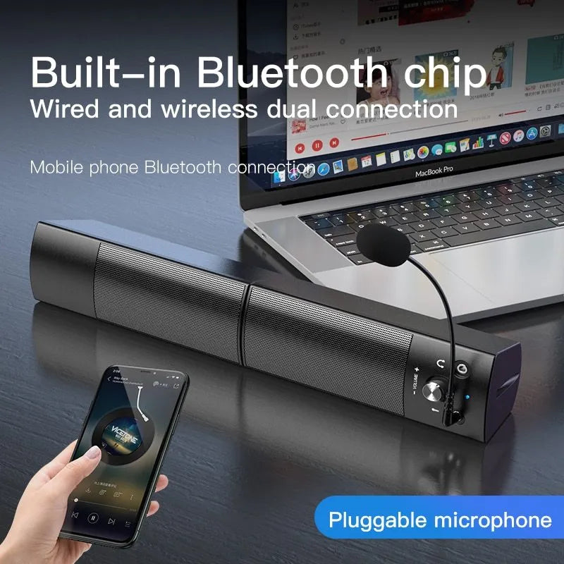 Small speaker subwoofer USB Bluetooth 5.0 wired 3.5mm HIFI sound phantom black