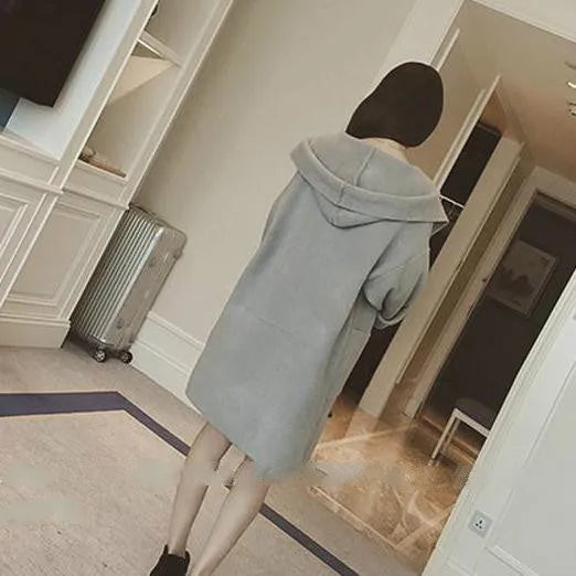 Plus size women's loose fit thin coat with lace details in black, grey or pink colours